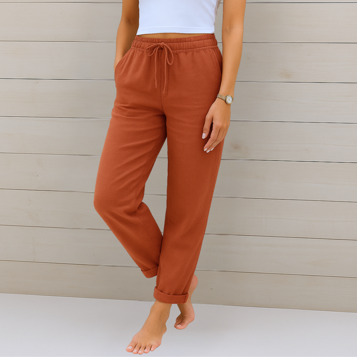 Maylora | Linen Trousers with Elastic Finish