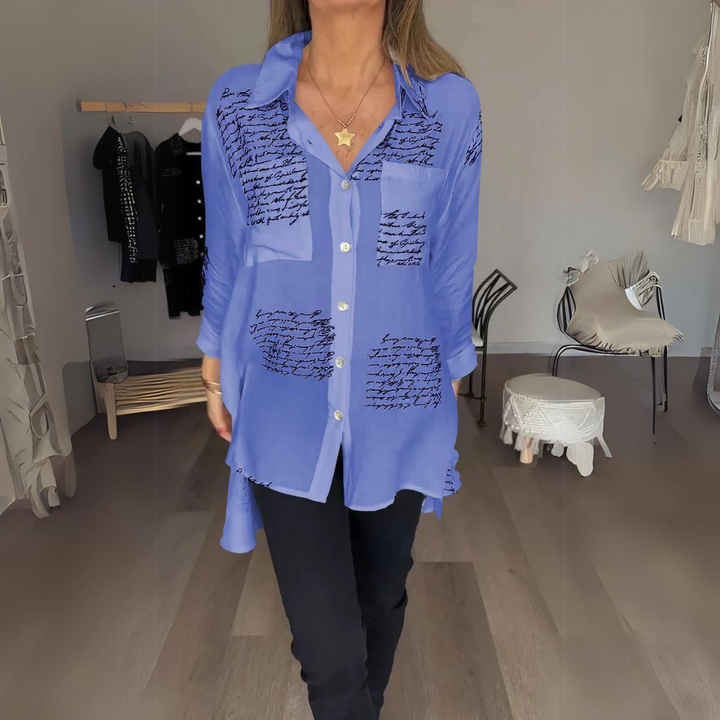 Callista | Button-Up Shirt with Handwritten Design