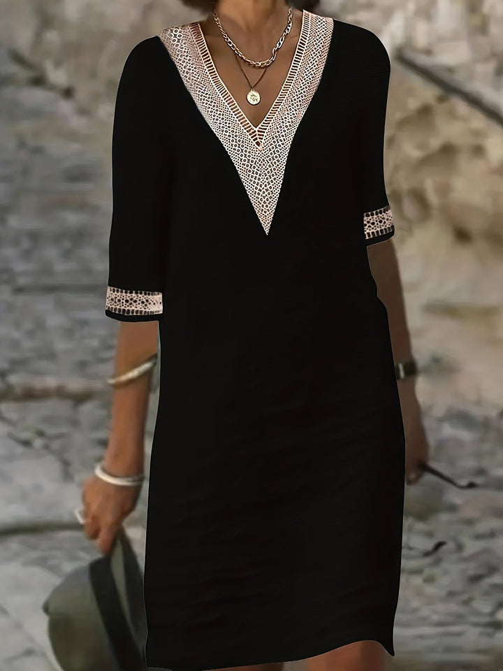 Izabela | Dress with Lace Neckline