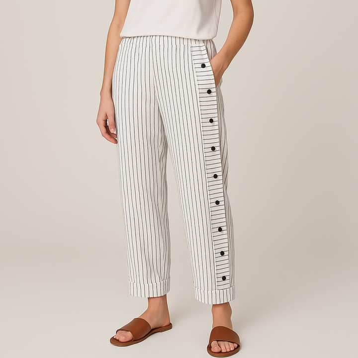 Sera™ | Striped Trousers with Buttons
