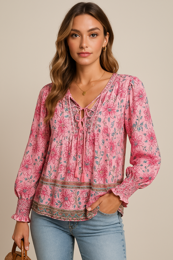 Arya | Boho Blossom Peasant Blouse